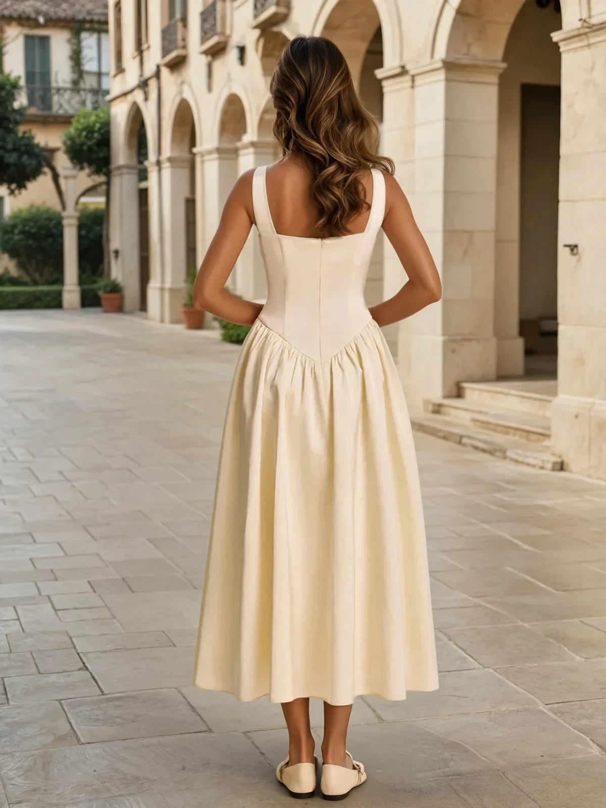Shoulder Strap Slim Fit Mid-length Dress