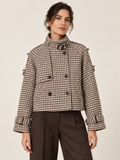 Vivienne Houndstooth Cropped Trench Jacket