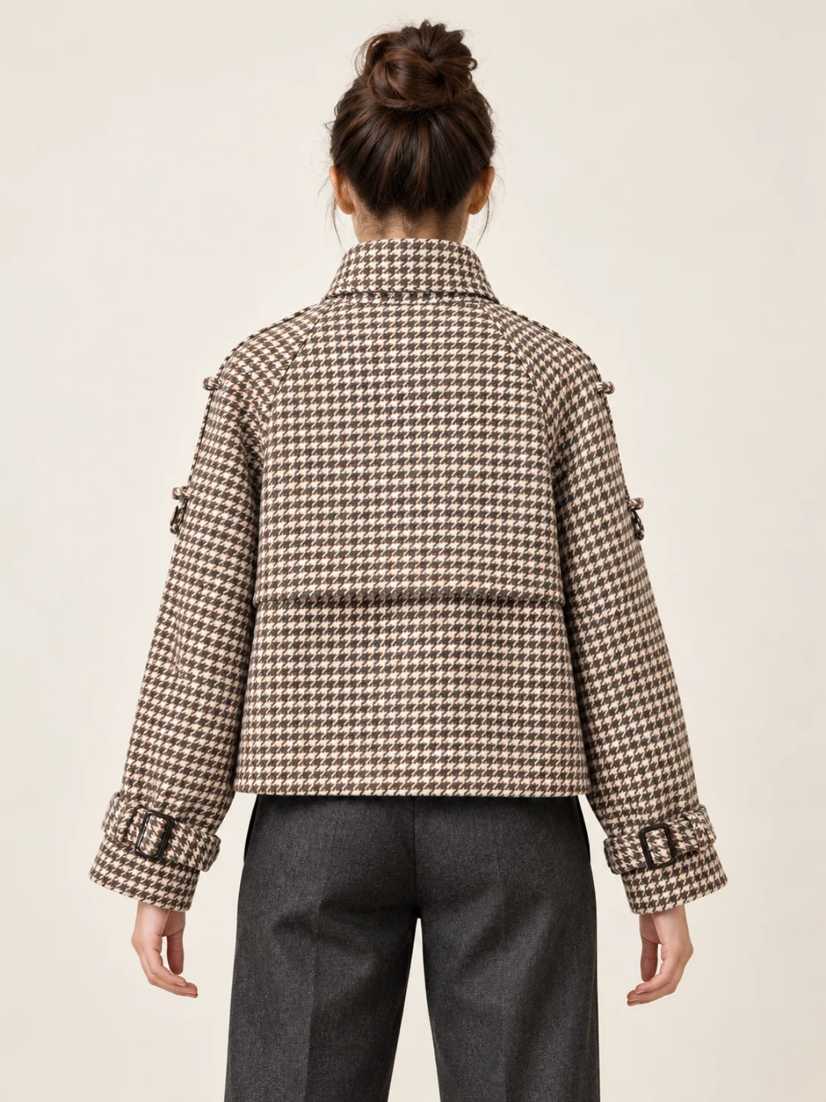 Vivienne Houndstooth Cropped Trench Jacket