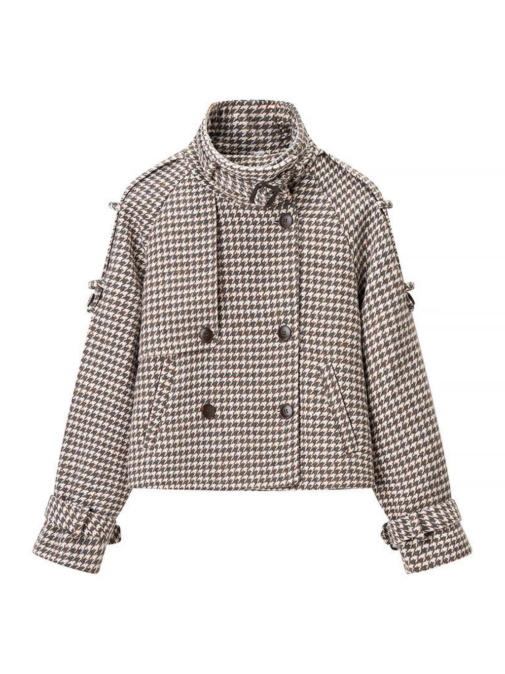 Vivienne Houndstooth Cropped Trench Jacket