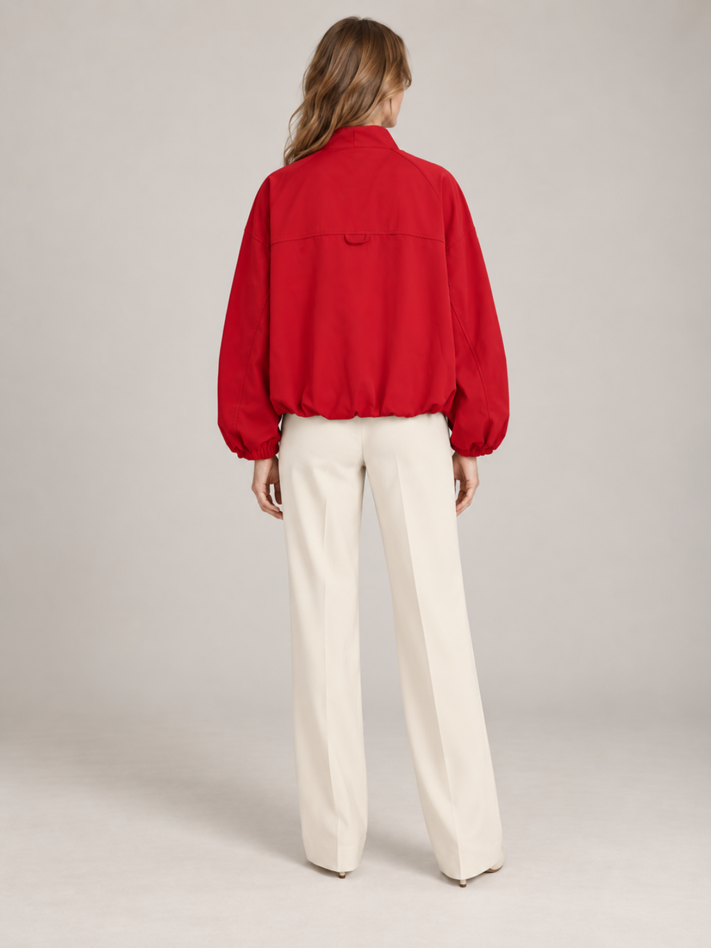 Draped V-Neck Lightweight Blouson Jacket